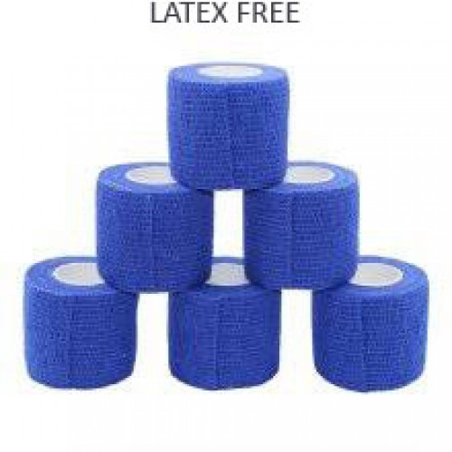 LATEX FREE - Cohesive Bandage 5.0cm - Blue (UK DELIVERY ONLY)