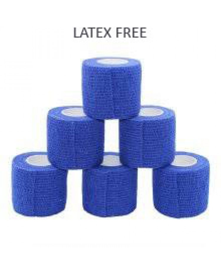 LATEX FREE - Cohesive Bandage 5.0cm - Blue (UK DELIVERY ONLY)